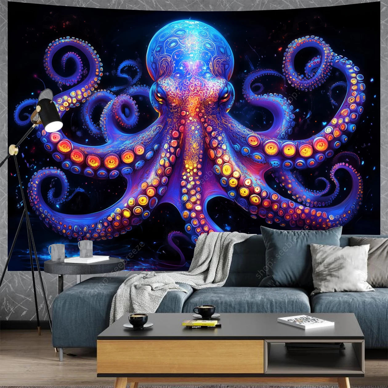 Oktopus UV Wandtuch
