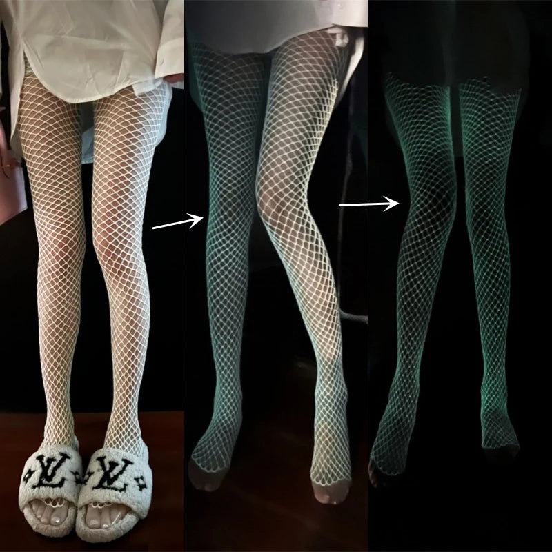 Leuchtendes Netz-Bodystocking