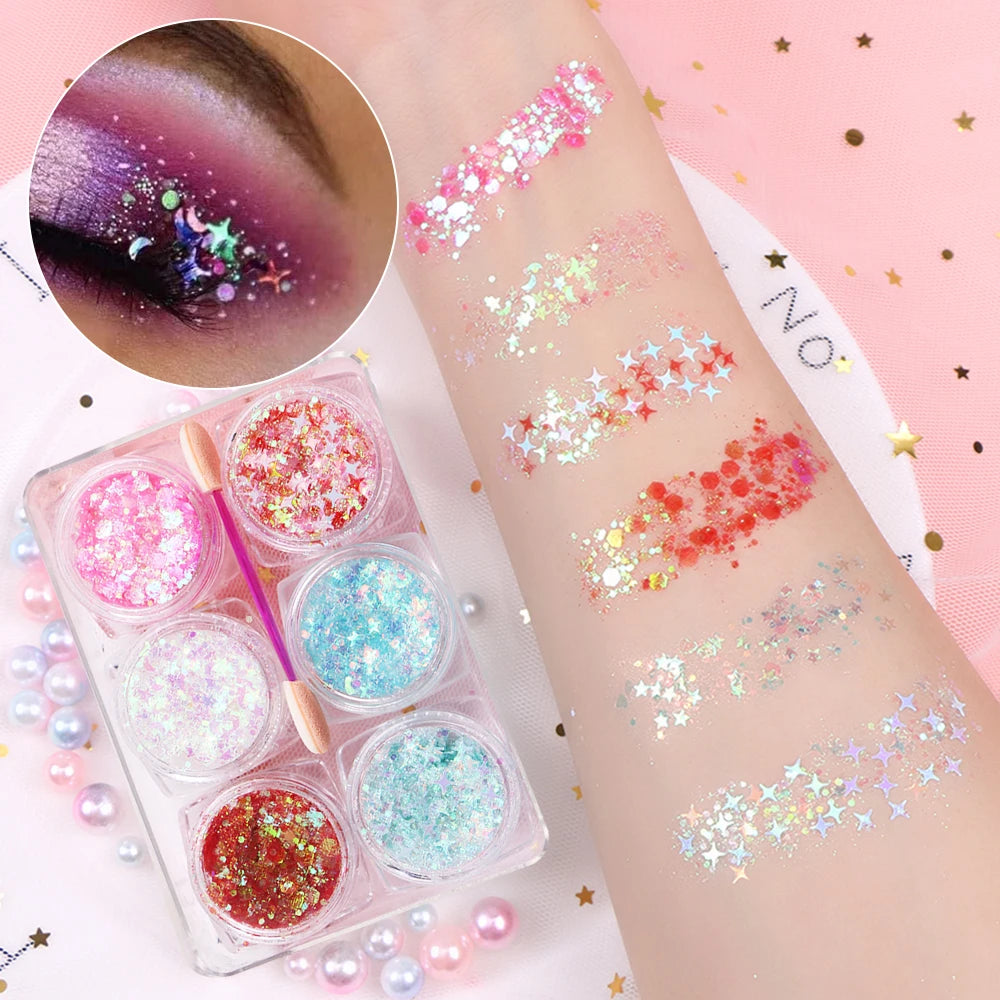EyeShadow Glitzer 6 Farben