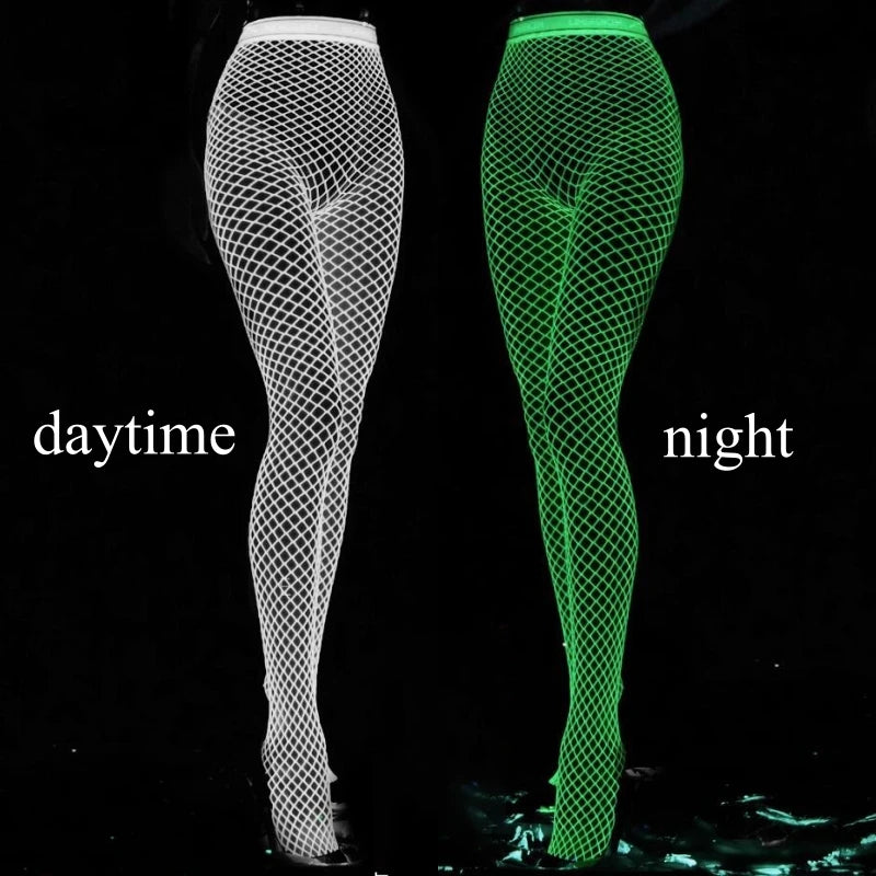 Leuchtendes Netz-Bodystocking